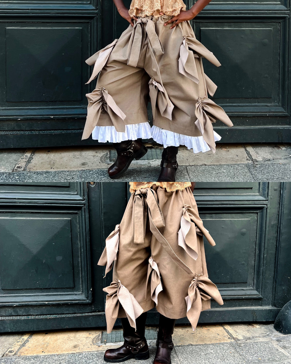 2. Retro Ruffles jorts - Denim camel