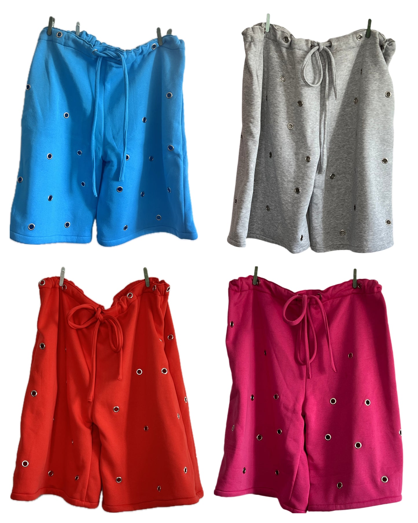 2.Sweat eyelets jorts - grey-blue- pink-red-black