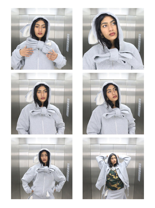 6.Hoodie bow - grey