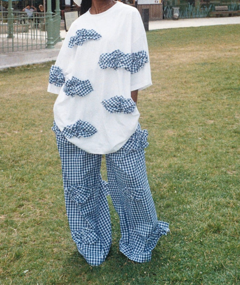 Picnic ruffles Pants - vichy Bleu